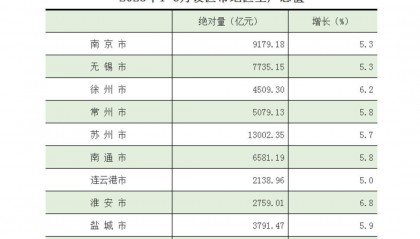 江苏13市上半年GDP出炉：苏州领跑，GDP超1.3万亿