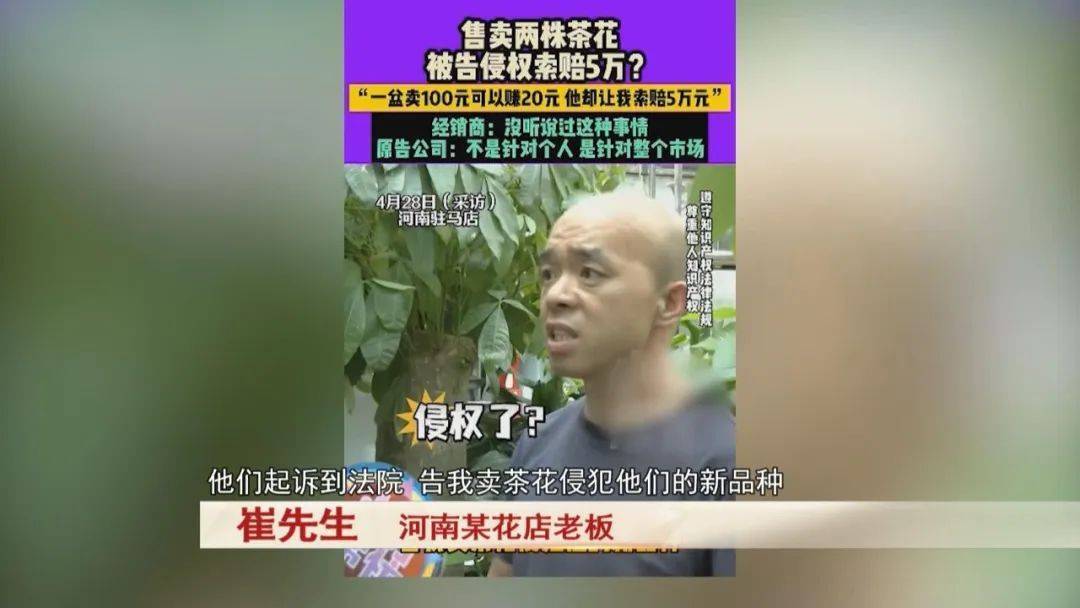 男子卖了三盆花，引来五万索赔